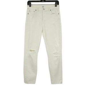 Citizens Of Humanity Distressed Capri Crop Jeans Womens Size 31 White Denim CoH
